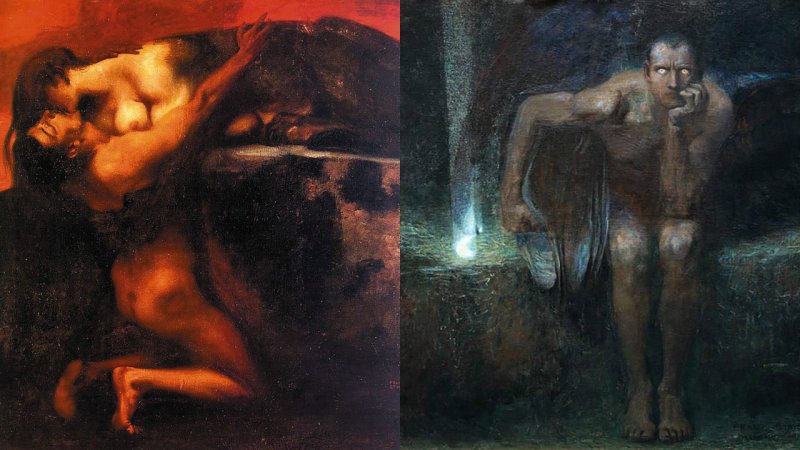 «Il bacio della Sfinge» e «Lucifero» di Franz von Stuck